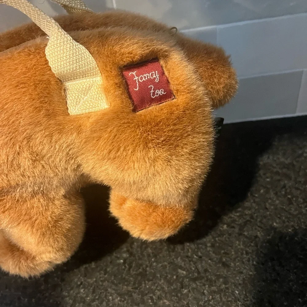 Fancy Zoo Plush Stuffed Animal Purse Brown Bear Handbag Zipper Closure Kids 12